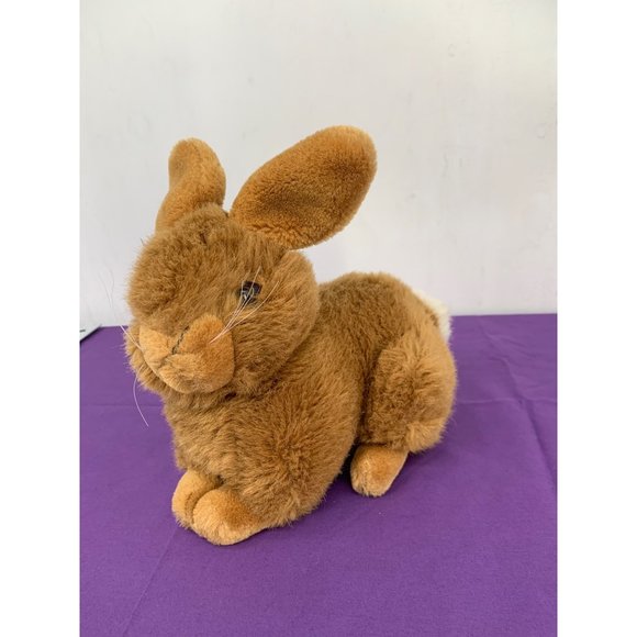 Brown Bunny White Tail Brown Plastic Eyes Clear Plastic Whiskers, 9 inch stuff, - Picture 1 of 11